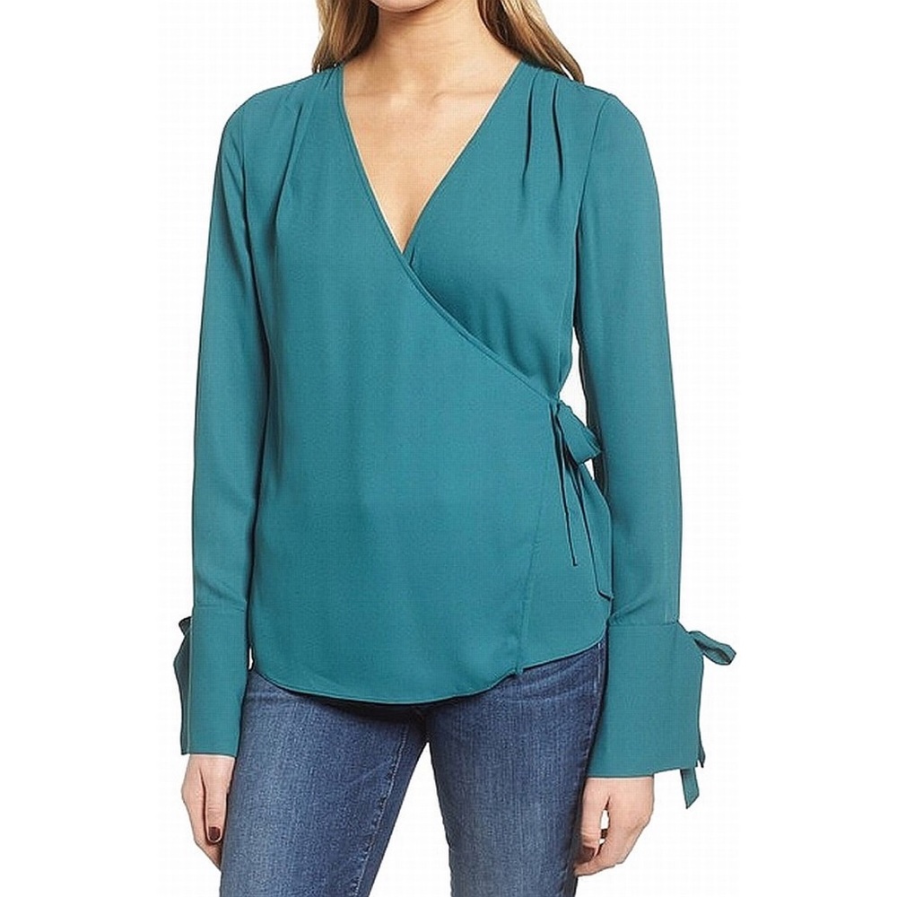 4/$35 Trouve | Tie Wrist Surplice Wrap Top